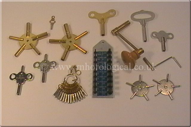 5186 5-Size Solid Brass Clock Winding Keys Large 5 Odd Sizes 
